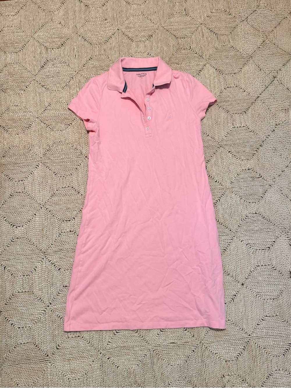 Nautica Light Pink/Coral Short-Sleeve Polo Cotton Tennis Dress - Size Small